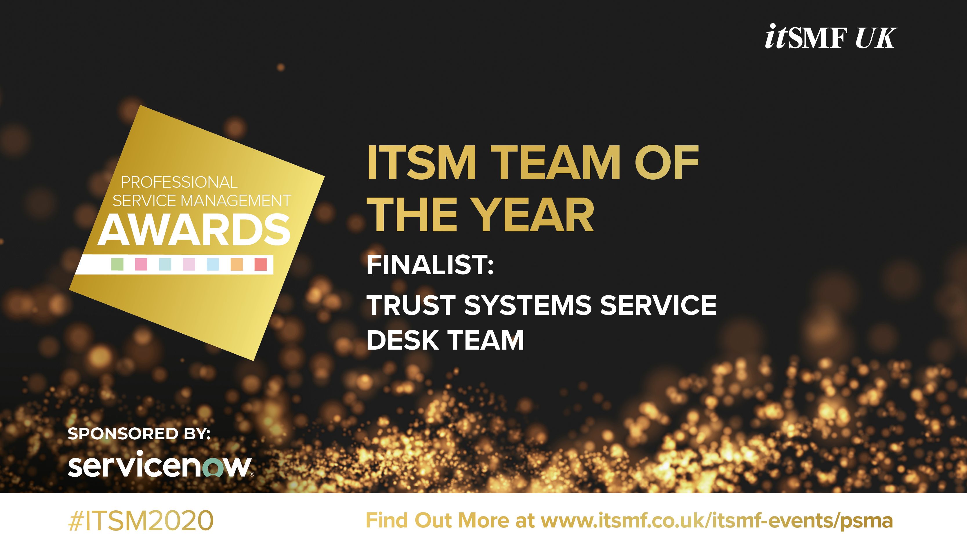 Finalist in the ITSM Team of the Year Award 2020